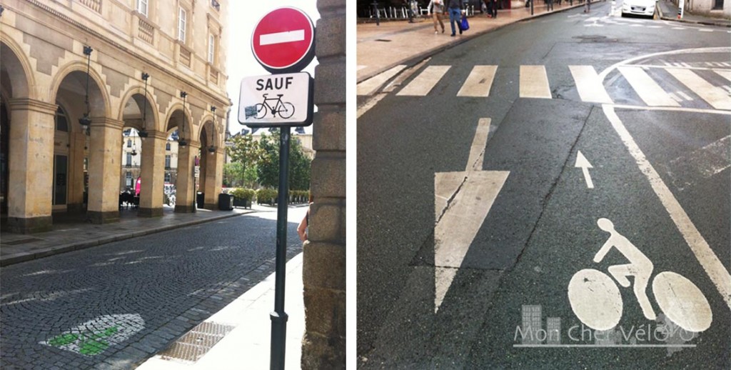 Double sens cyclable Rennes Angers