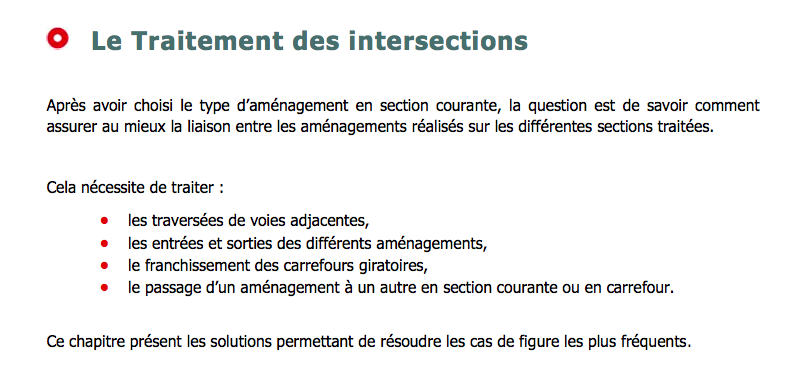 Traitement intersections vélo